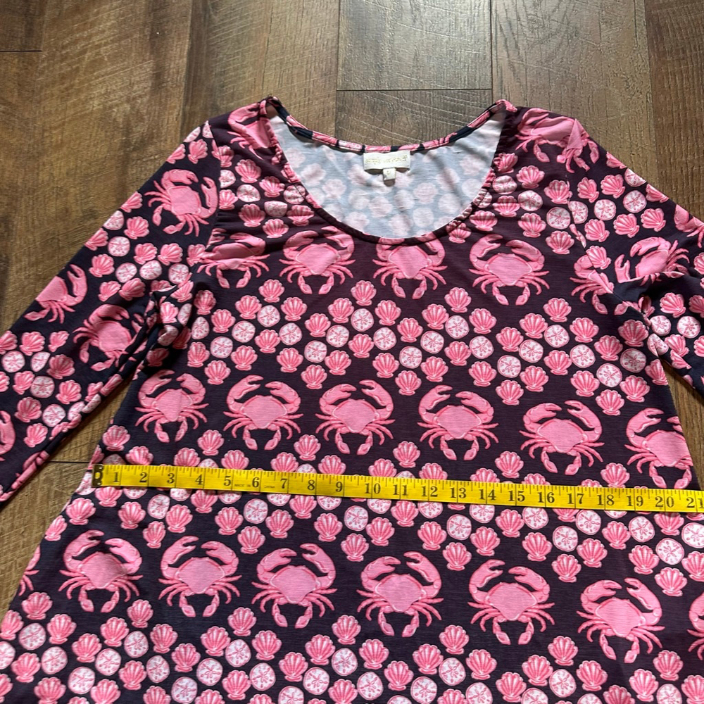 Women's Simply Southern Long Sleeve Dress S Black Pink Crab Shells - Picture 6 of 9